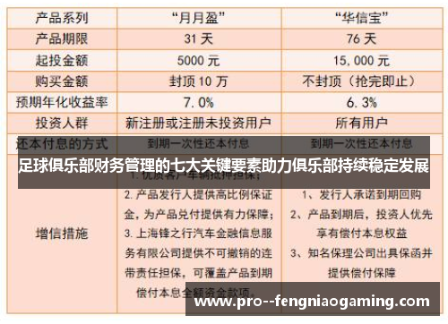 足球俱乐部财务管理的七大关键要素助力俱乐部持续稳定发展